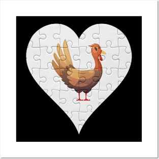 Jigsaw  Turkey Heart Design - Farm Animals Turkey Posters and Art